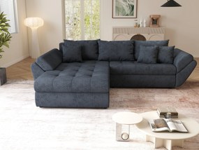 Colțar extensibil dumonde cu ladă de depozitare si sezut confortabil din spuma high-density, Loana Enjoy Antracit 270x185 cm