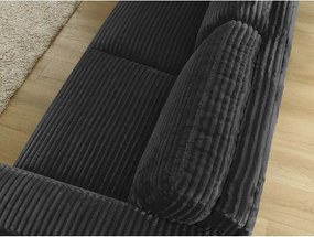 Canapea neagră pentru dormitul zilnic/extensibilă cu tapițerie din catifea reiată 220 cm Hugo – Bobochic Paris