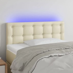 vidaXL Tăblie de pat cu LED, crem, 100x5x78/88 cm, piele ecologică