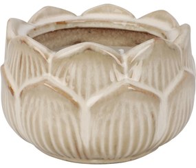 Lumânare în pahar floral din porțelan 12 x 7,8 cm, bej