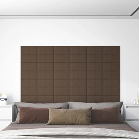 Panouri de perete, 12 buc., maro, 30x15 cm, textil, 0,54 m   12, Maro, 30 x 15 cm
