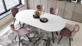 Mazzoni ALDO Alb Mat/picioare negre - MASĂ ROTUNDĂ STIL LOFT PENTRU SALON/SUFRAGERIE EXTENSIBILĂ CU PICIOARE ÎN FORMĂ DE "Y"