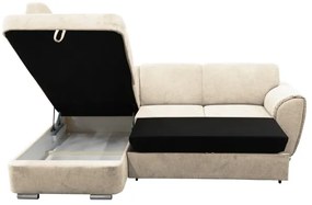 Colțar extensibil în L SERPA, cu ladă de depozitare, variantă stânga, bej