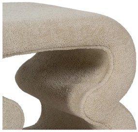 Taburet bej cu tapițerie din țesătură bouclé – Ixia