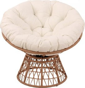 Scaun din ratan PE, rotativ 360 grade, perna Bej– Relaxare premium pentru grădina ta