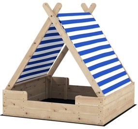 AIYAPLAY Cutie de nisip din lemn pentru copii 3-6 ani, auvent detașabil, rezistent la intemperii, 120 x 120 x 126,5 cm, lemn natur | Aosom Romania