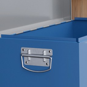 DURHAND Caisse boite à outils en métal transportable cu 3 mânere, 2 încuietori, dim. 50L x 26l x 18,5H cm, bleu | Aosom Romania