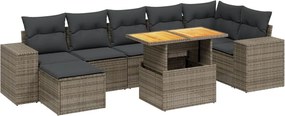 vidaXL Set canapele de grădină cu perne, 8 piese, gri, poliratan