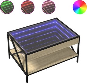 vidaXL Măsuță de cafea cu LED infinity, stejar sonoma, 70x50x38 cm
