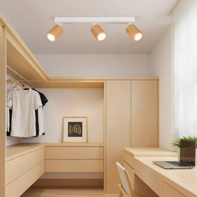 Brilagi - Lampă spot MODERN WOOD, 3xGU10/8W/230V, lemn de cauciuc/alb