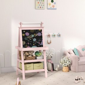 AIYAPLAY Tablă de Desen Dublă Pentru Copii 3-6 Ani, 59x48x118 cm, Roz | Aosom Romania