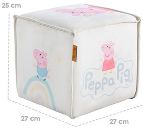 Puf de copii alb cu tapițerie din catifea Peppa Pig – Roba