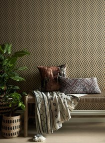 Tapet Rattan, Bracken Gold and Black Luxury Geometric, 1838 Wallcoverings, 5.3mp / rola