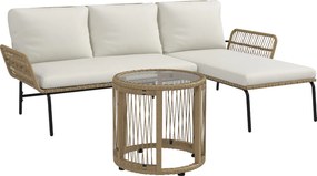 Outsunny Set de șezut pentru grădină, set mobilier lounge, PE-Rattan, 122 x 79 x 75 cm, natural + crem | Aosom Romania