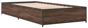 845125 vidaXL Cadru de pat, stejar maro, 75x190 cm, lemn prelucrat și metal