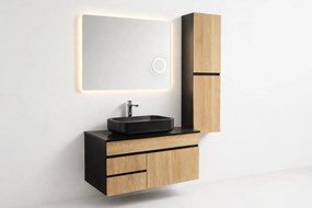 Mobilier Forest 80 cm oglinda cu LED, dezaburire si lupa, lavoar ceramic, blat compozit, soldat inclus, MDF total (WB-BC077)