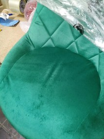 OFERTA Scaun de bar verde VELVET KAST cu picior negru clasa a II-a