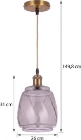 BRILAGI - LED lustră pe cablu RETRO GLASS 1xE27/60W/230V Ø 26 cm auriu/gri fumuriu