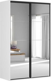 Dulap FLEX, alb, PAL, cu 2 usi si oglinda, 150x66x240 cm