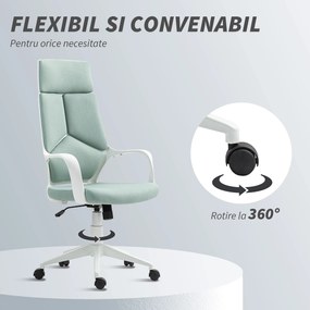 HOMCOM Scaun pentru Birou sau Gaming în Material Textil cu Spătar Înalt Verde | Aosom Romania