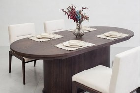 Set lemn masiv Dining Miami II Masa Ovala + 4 Scaune