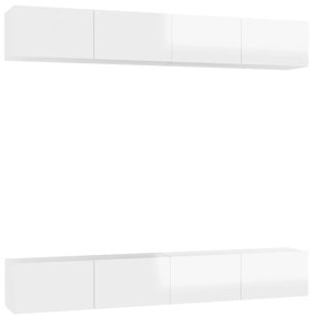 3079271 vidaXL Dulapuri TV 4 buc negru extralucios 100x30x30 cm lemn prelucrat