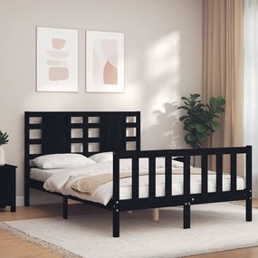 3192815 vidaXL Cadru de pat cu tăblie, negru, 120x200 cm, lemn masiv