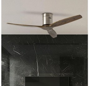 ZEVENTI - Ventilator de tavan SPELLO Wi-Fi Tuya, crom/stejar + telecomandă