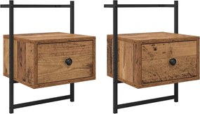 vidaXL Dulap de noapte 2 pcs Lemn vechi 35 x 30 x 51 cm Lemn compozit