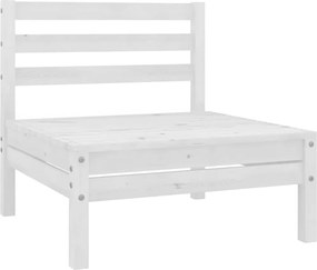 vidaXL Canapea de mijloc pentru grădină, alb, lemn masiv de pin