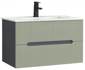 Trent 80 dulap de baie inferior cu chiuvetă ceramică (2 sertare) gri antracit-verde-oliv