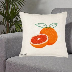 Perna Decorativa Grepfrut Citrus, 40x40 cm, Crem Reliefat, Husa Detasabila, Perna Inclusa, BEKZ®
