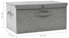 Cutie de depozitare, gri, 50x30x25 cm, material textil Gri, 1