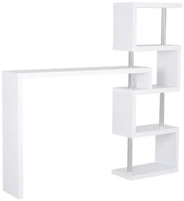 HOMCOM Birou pentru Studiu și Lucru, Design Modern, Alb și Lemn, 175x30x164.5 cm, Spațiu Amplu de Depozitare | Aosom Romania