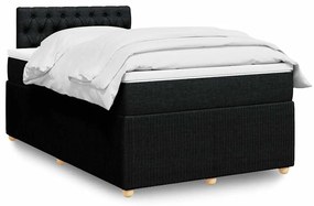vidaXL Pat box spring cu saltea, negru, 120x190 cm, catifea