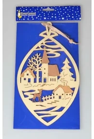 Decorațiune suspendată de Crăciun Sat de iarnă, maro