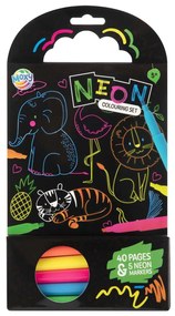 CARTE DE COLORAT CU CARIOCI NEON - ANIMALUTE - MOXY (150137-1)