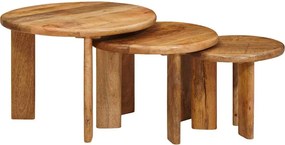 vidaXL Mese de Cafea Nesting 3 pcs Maro Lemn de mango solid