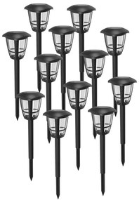 Aigostar - Set de 12 buc. lămpi solare LED, 0,06 W/2 V, 33,8 cm, 6500 K, IP44, negre