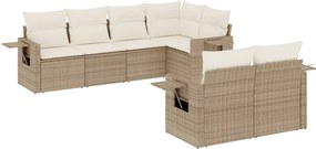 vidaXL Set canapele de grădină, 7 piese, cu perne, bej, poliratan