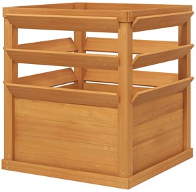 Outsunny Ghiveci cu treillis, pat înalt de grădină fund deschis, ghiveci de flori din lemn 65 x 65 x 73 cm, maro deschis | Aosom Romania