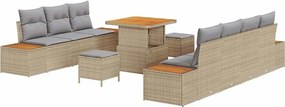 vidaXL Set de canapele pentru grădină cu pernă 10 pcs Bej Rattan poli