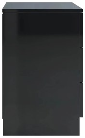 Noptiere, 2 buc., negru extralucios, 38x35x56 cm, PAL 2, negru foarte lucios