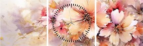 Tablou - Flori (cu ceas) (90x30 cm)