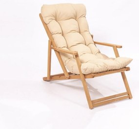 Șezlong de grădină crem/natural din lemn – Floriane Garden