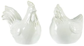 Decorațiune ceramică Hen și robinet, alb , 11 x 13x 14 cm, set de 2