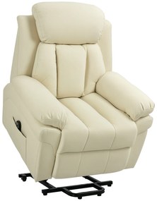 HOMCOM - Fotoliu Rabatabil cu Ridicare Electrica, Fotoliu Relax cu Capitonaj Gros si Telecomanda, 96x93x105 cm, Crem | Aosom Romania