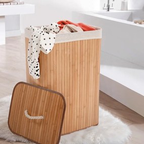Coș de rufe în culoare naturală din bambus 78 l Bamboo – Compactor