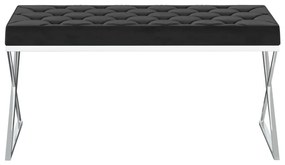 289053 vidaXL Banchetă, 97 cm, catifea neagră și oțel inoxidabil