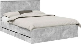 vidaXL Cadru de pat Gri din beton 150 x 200 cm Lemn Ingineresc